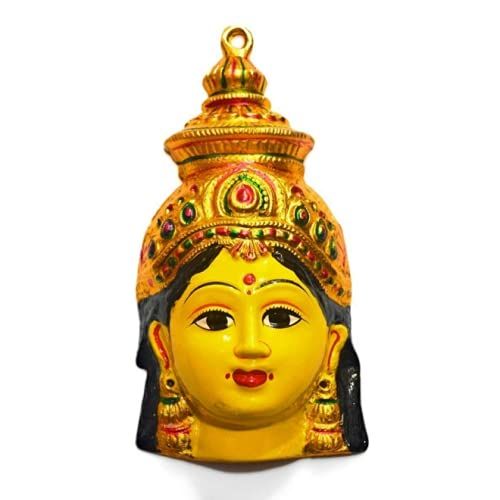Yellow Ammavari Face8 Inch- Matha Face- Varalakshmi Face- Amman Face For Pooja (
