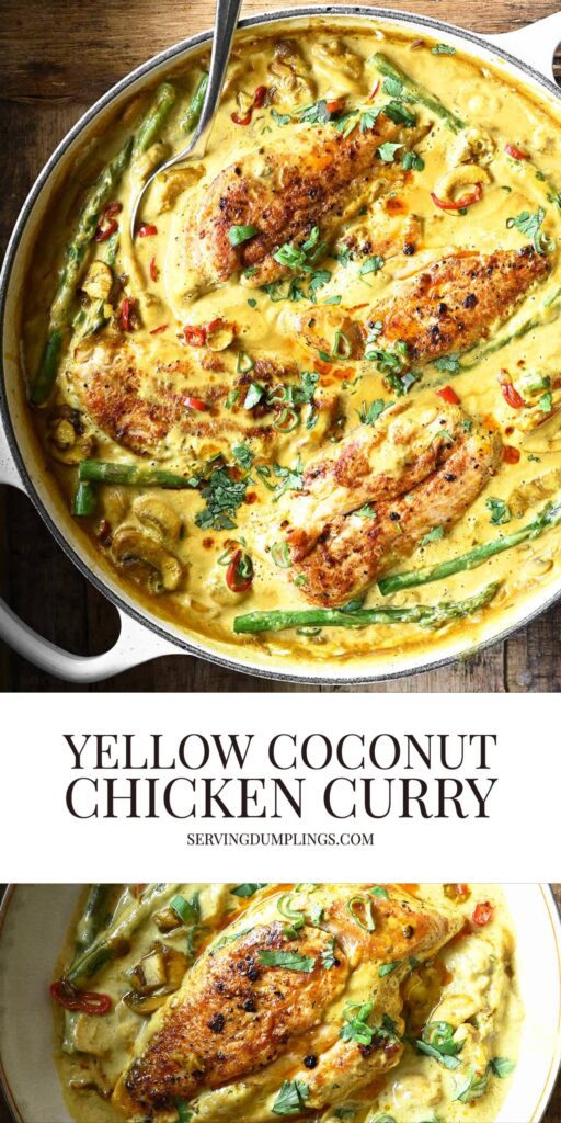 Yellow Coconut Chicken Curry - Serving Dumplings