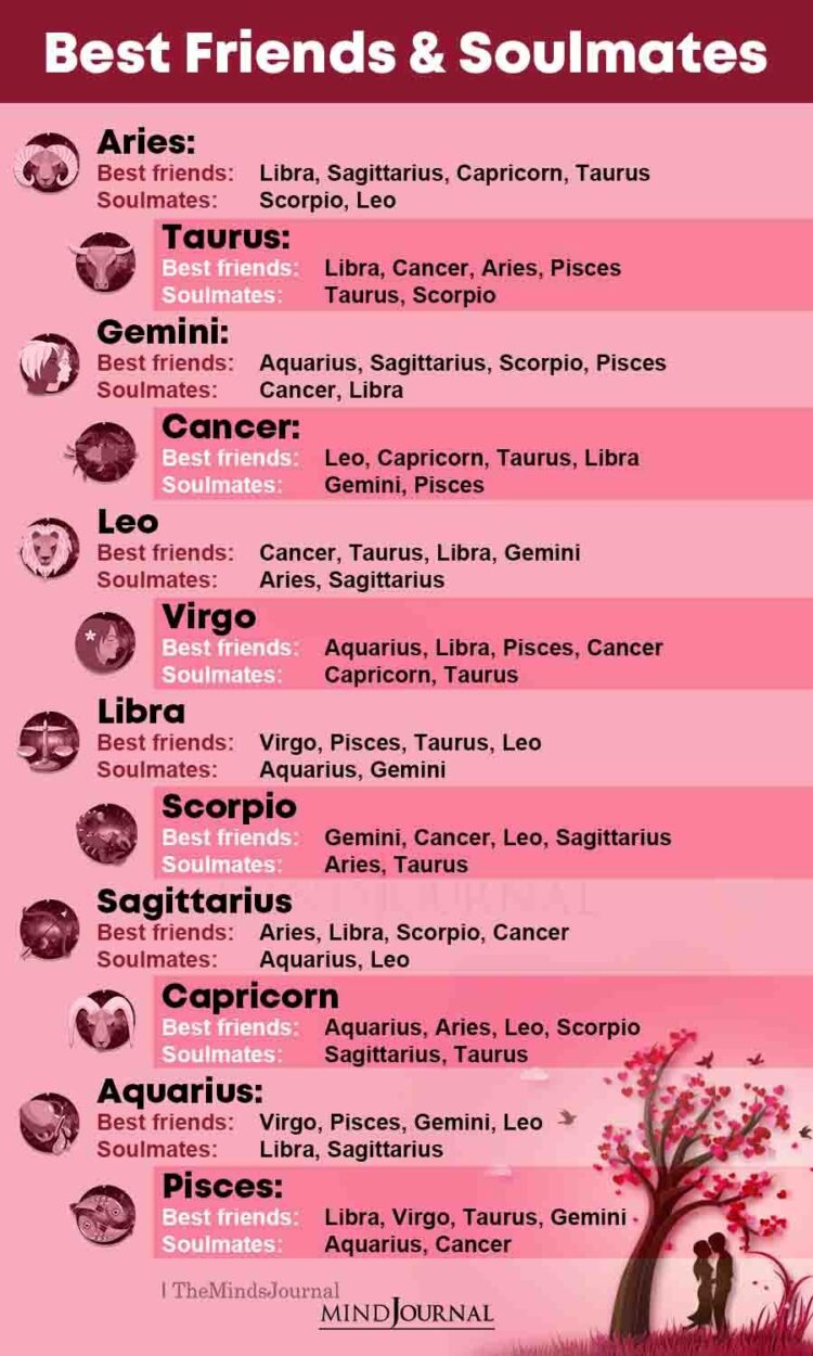 Zodiac Signs And Their Best Friends And Soulmates Images 750x1250 