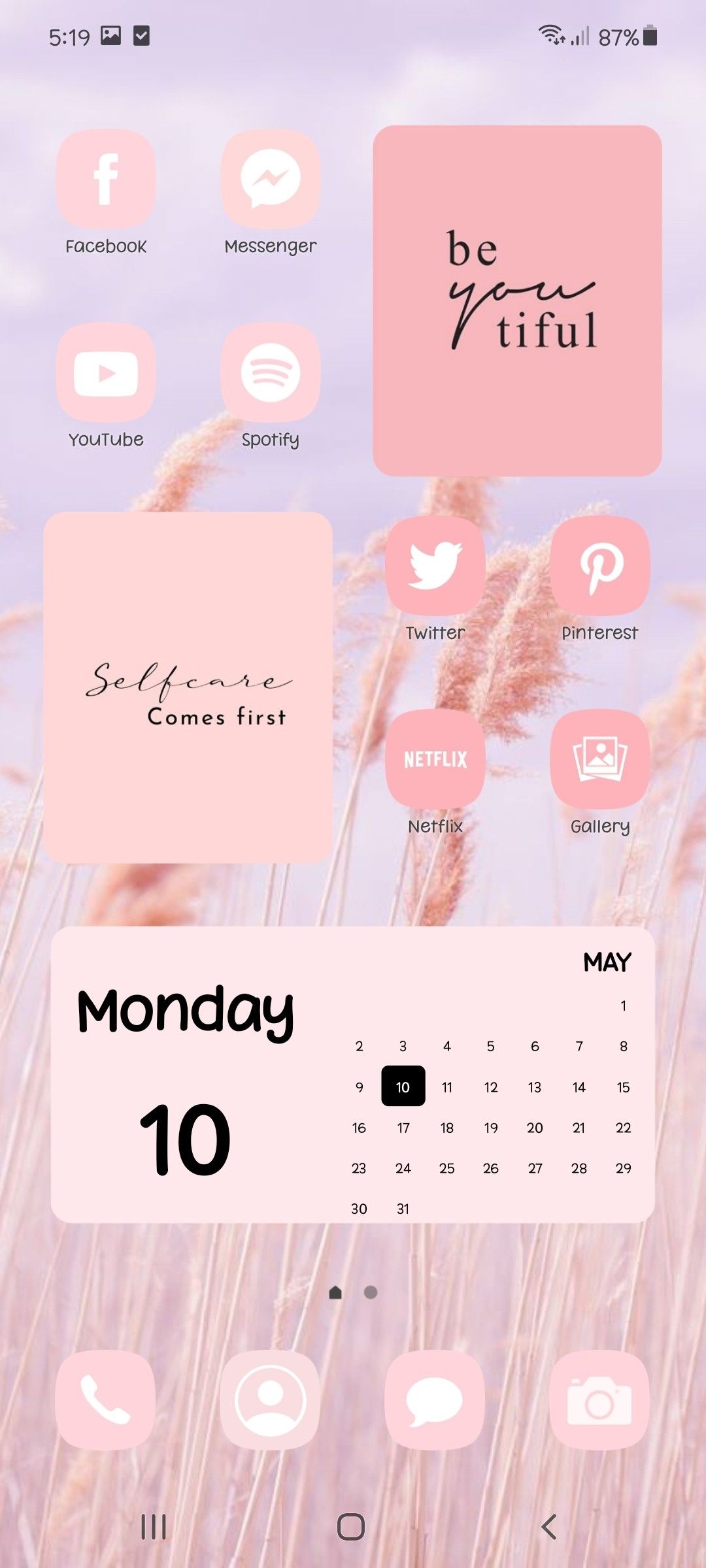 aesthetic pastel pink theme
