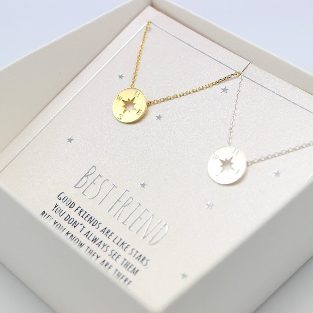 Compass Necklace Best Friend Necklace For 2 Bff Necklace Friendship