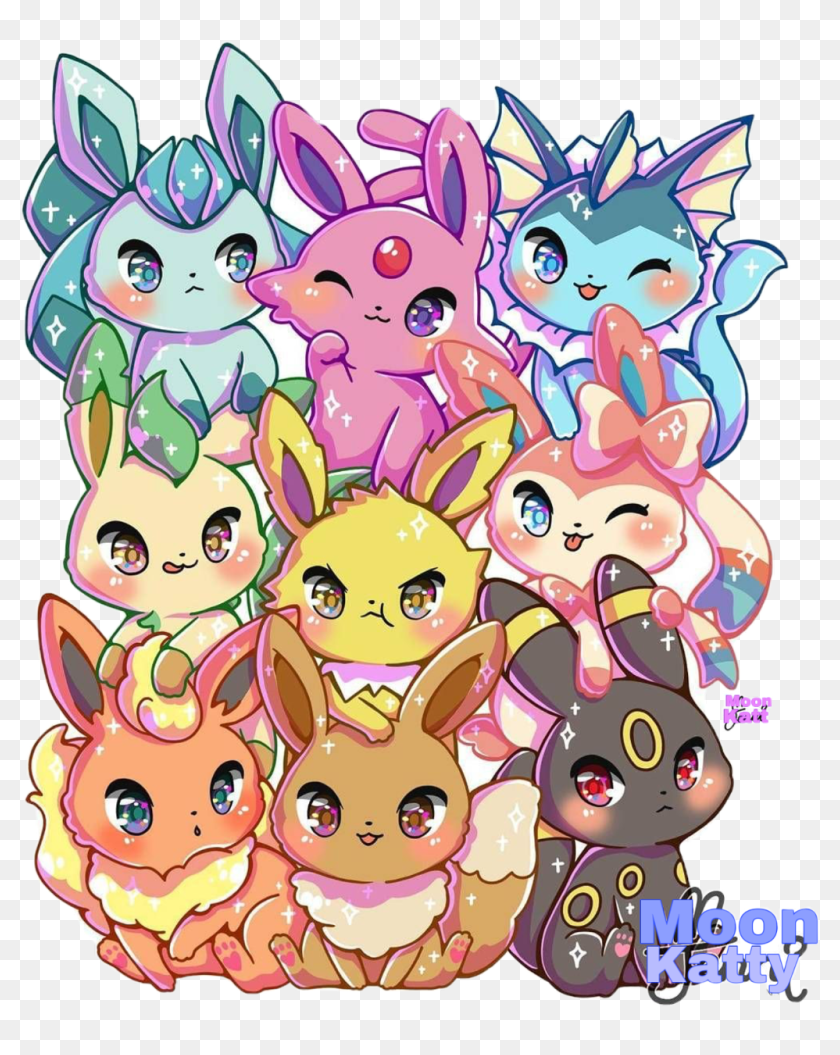 #eeveelutions #cute #kawaii #adorable #stack #veporeon - Kawaii Cute Pokemon Dra