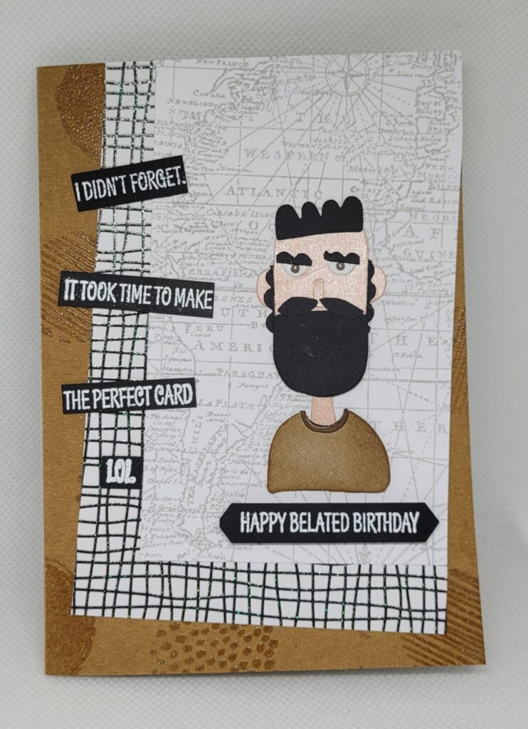 Handmade Belated Birthday Card, Masculin Birthday Card, Abstract Elements