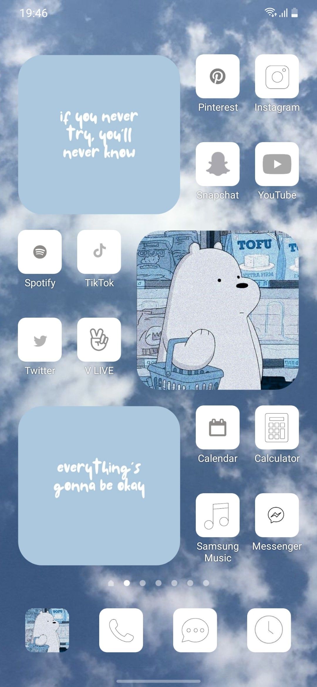 how to make your phone aesthetic, cute homescreen- blue theme(youtube channel-yo