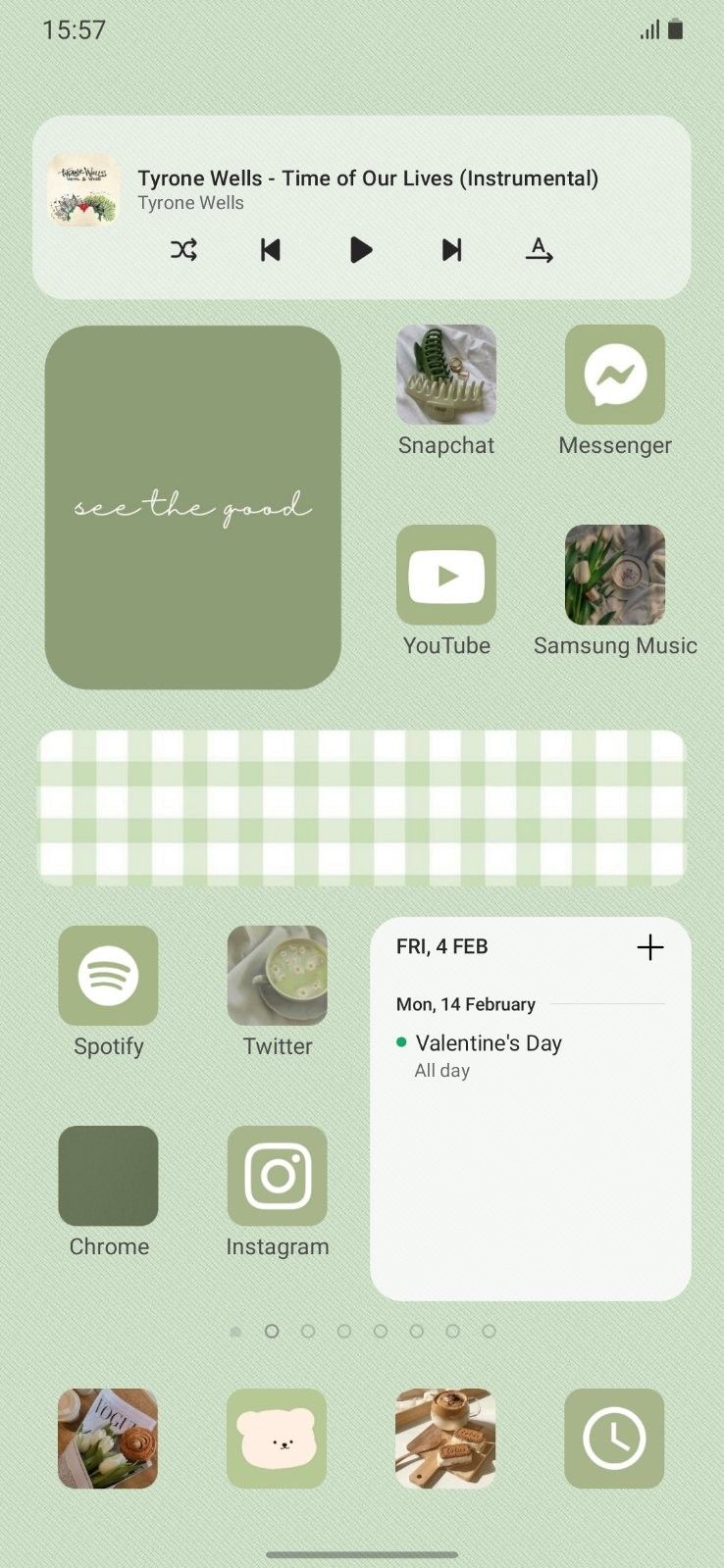 how to make your phone aesthetic, cute homescreen- green theme(youtube channel-y