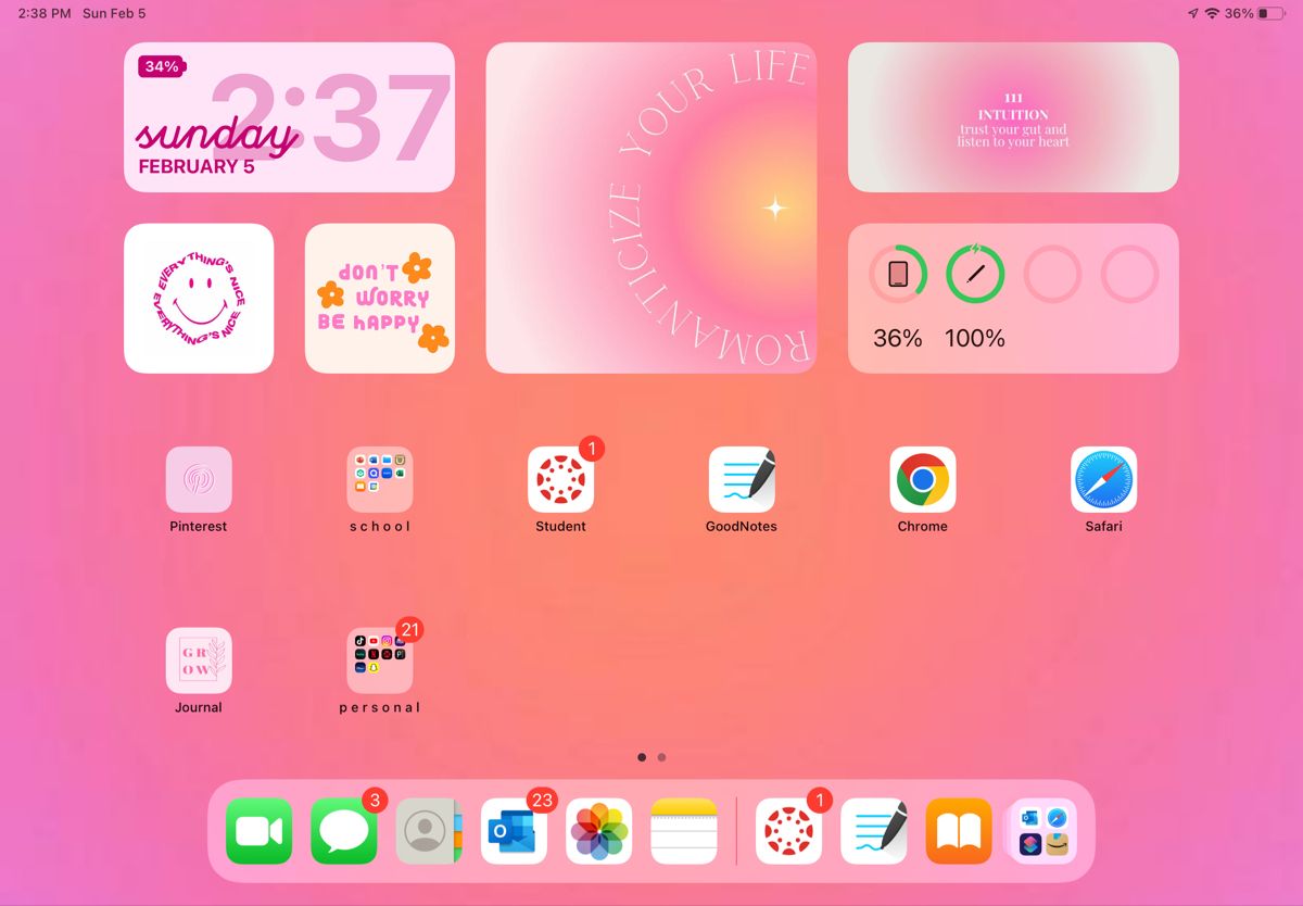 iPad aesthetic home screen