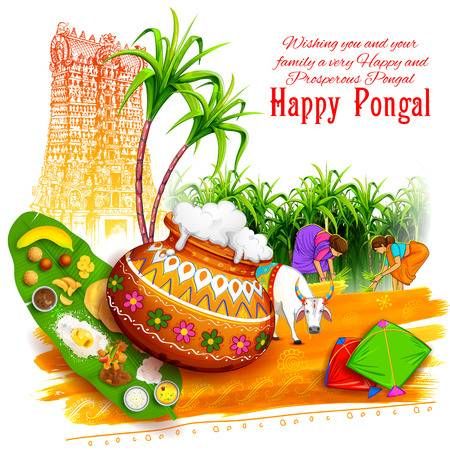 illustration of Happy Pongal greeting background