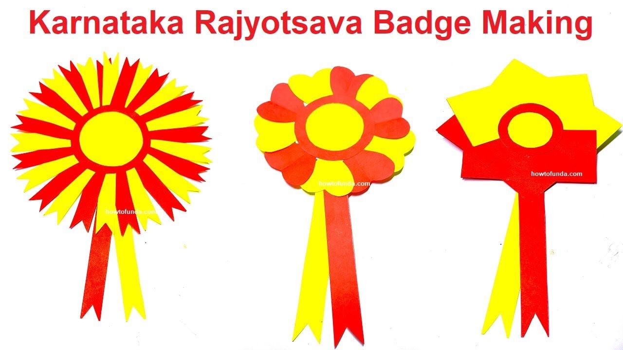 kannada(karnataka) rajyotsava badge making using color paper diy | howtofunda