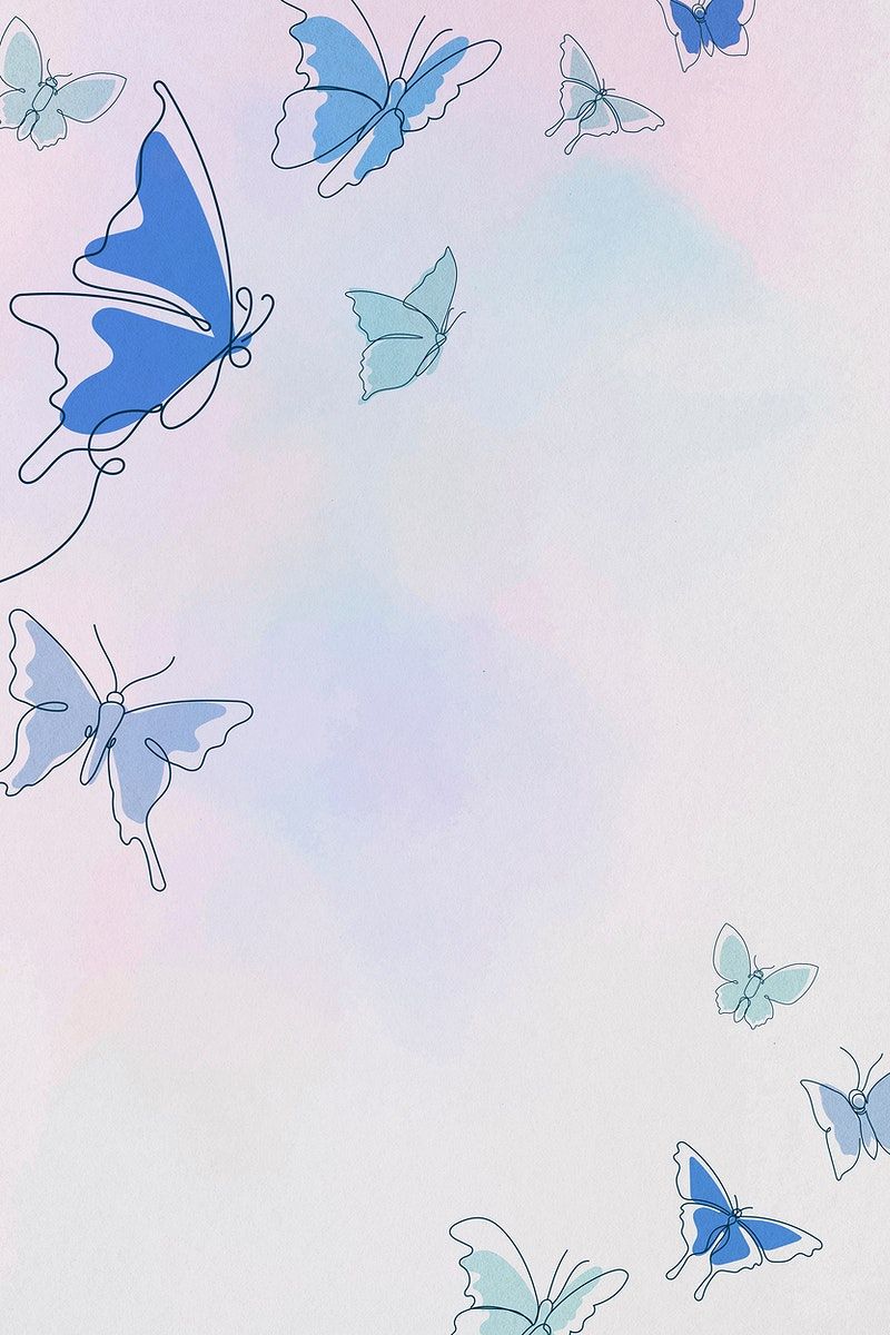 Download free image of Aesthetic butterfly background, blue border, animal illus