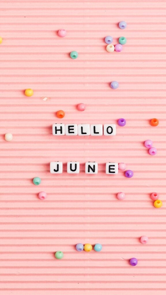 Of Hello June Beads Text Typography On Pink