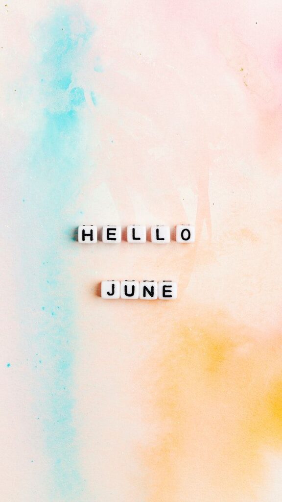 Of Hello June Beads Word Typography On Pastel