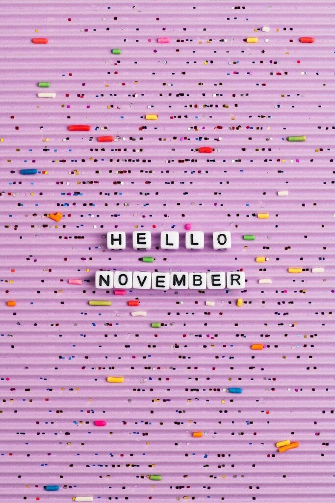Download Free Image Of Hello November Beads Word Typography On Purple By Kut Abo