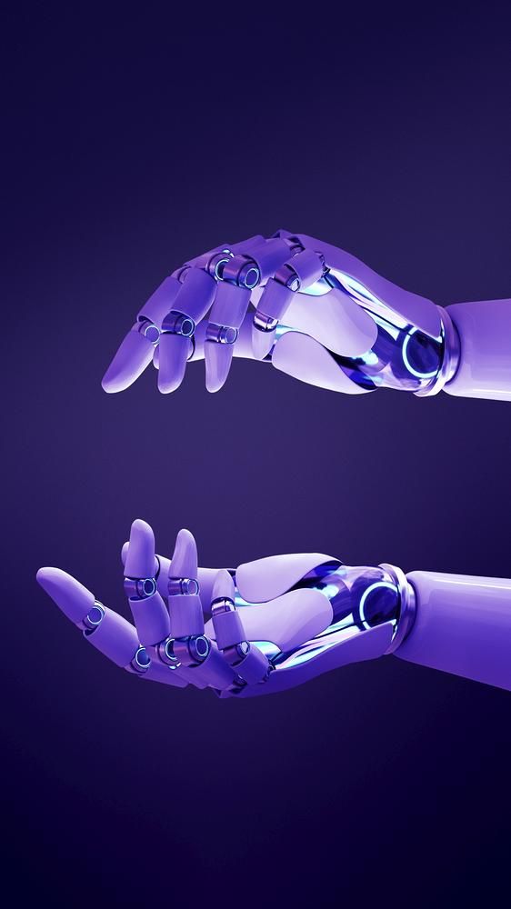 Download free image of Purple robot hand phone wallpaper, futuristic technology 