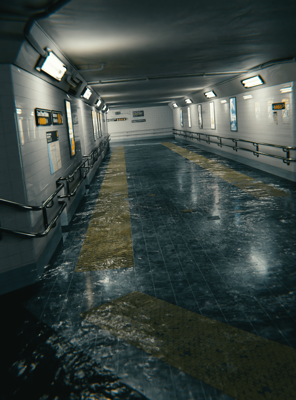 Photorealistic flooded subway