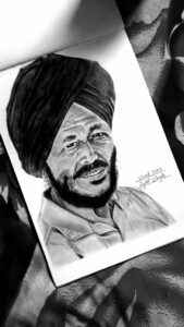 realistic pencil portrait milkha singh HD Wallpaper