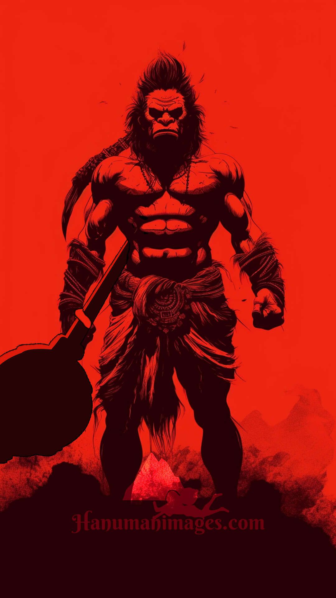red and black angry hanuman dark wallpaper | Ghantee