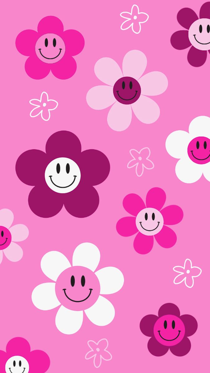 smiley flowers phone wallpaper
