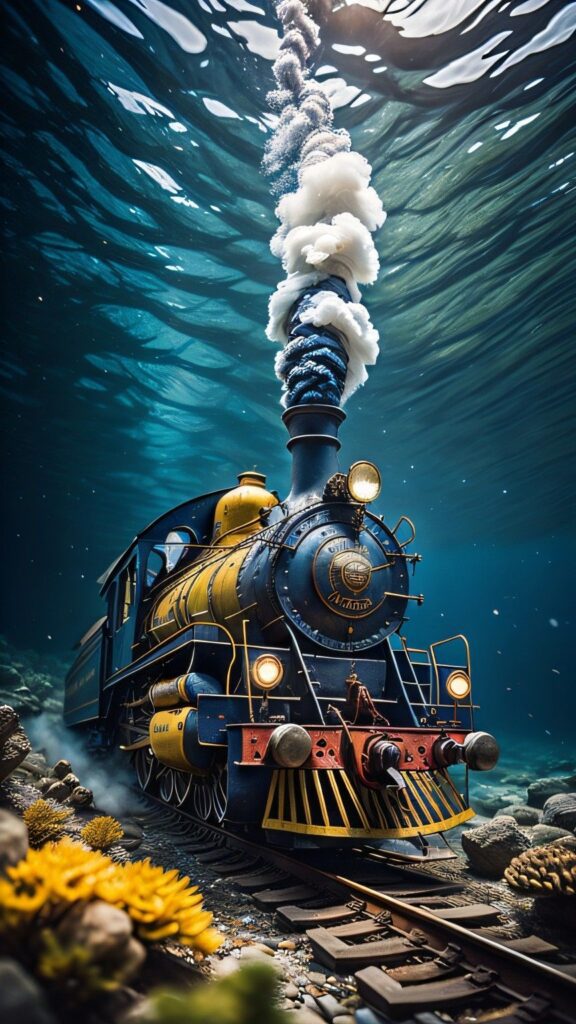 Steam Train Floating Underwater