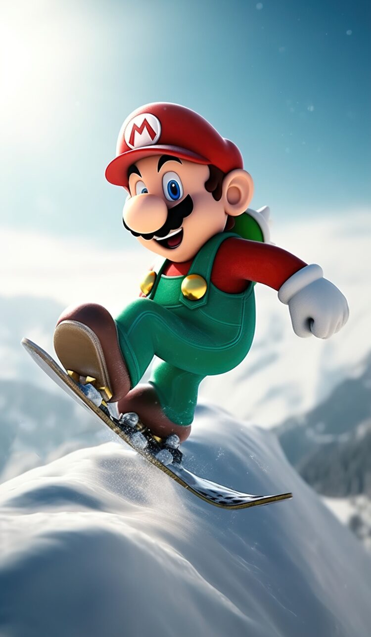 Super Mario Is Snowboarding Mario Fanart Images
