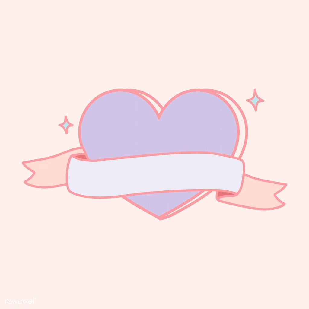 Vector Of Cute Pastel Purple Heart Shape Emblem