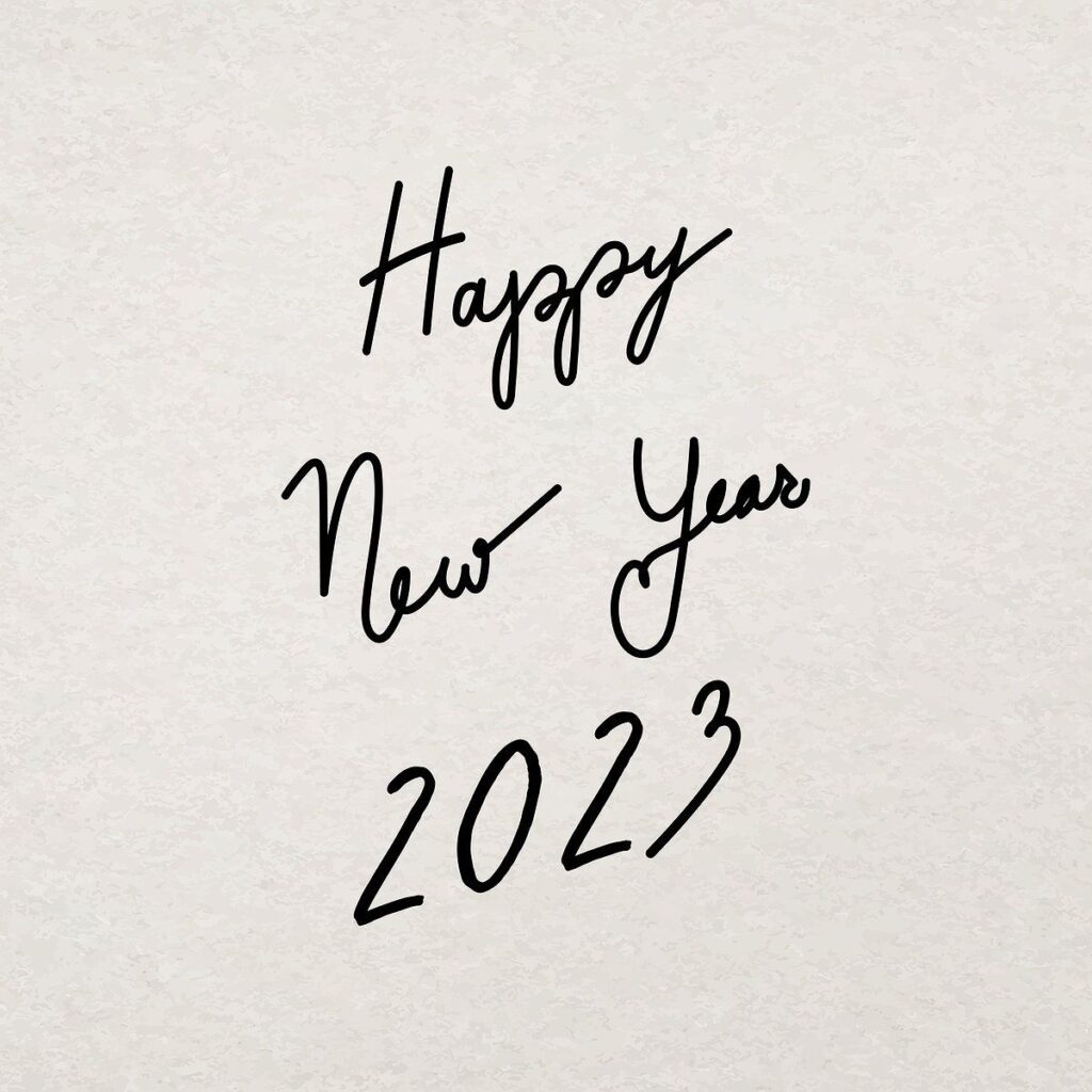 Download Free Vector Of Happy New Year 2023 Typography, Minimal Ink Hand Drawn G