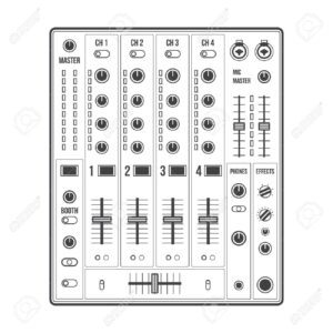 vector outline sound dj mixer with knobs and sliders HD Wallpaper