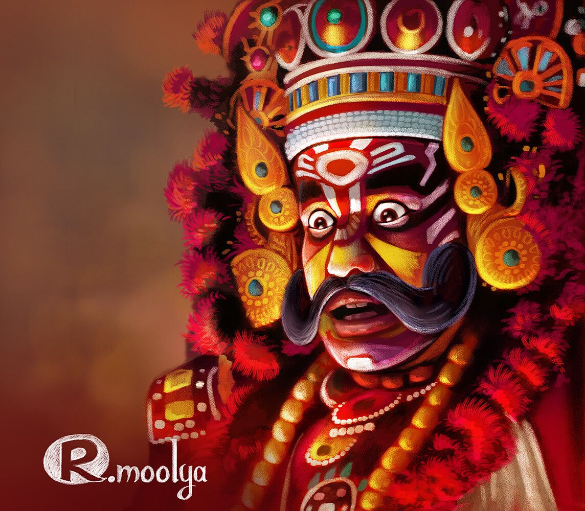 yakshagana painting, Raviraj Moolya HD Wallpaper