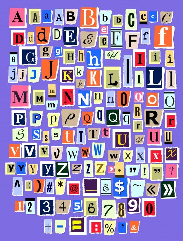 Алфавит коллаж abc алфавитный шрифт буквы вырез из газетного журнала и красочные